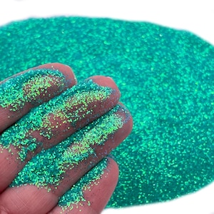 Tiff Green Fine Glitter 2oz Bottle, 1/64 Fine Glitter, Polyester Glitter, Solvent Resistant, Premium Quality Glitter