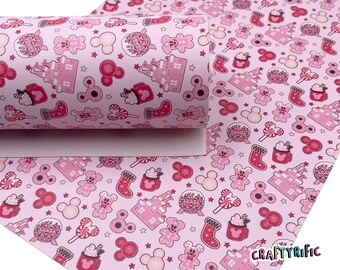 Red Christmas Treats Faux Leather Sheets, Christmas Faux Leather, Holiday Print Leatherette, Faux Leather for Crafts
