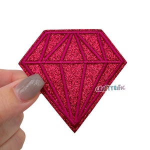 Pink Diamond Glitter Patch, Girly Patch, Preppy Patch, Embroidered Patch, Hat Patch, Trucker Hat Patch, Iron On Patch