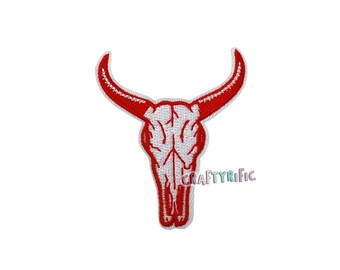 Cow Skull Patch - Red