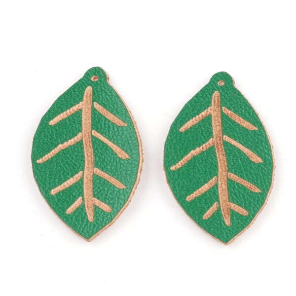 GREEN LEAF Faux Leather Teardrops 4 Pairs, .90 Inch PVC Tear Drops, Double Sided, Tear Drops for Earring Making