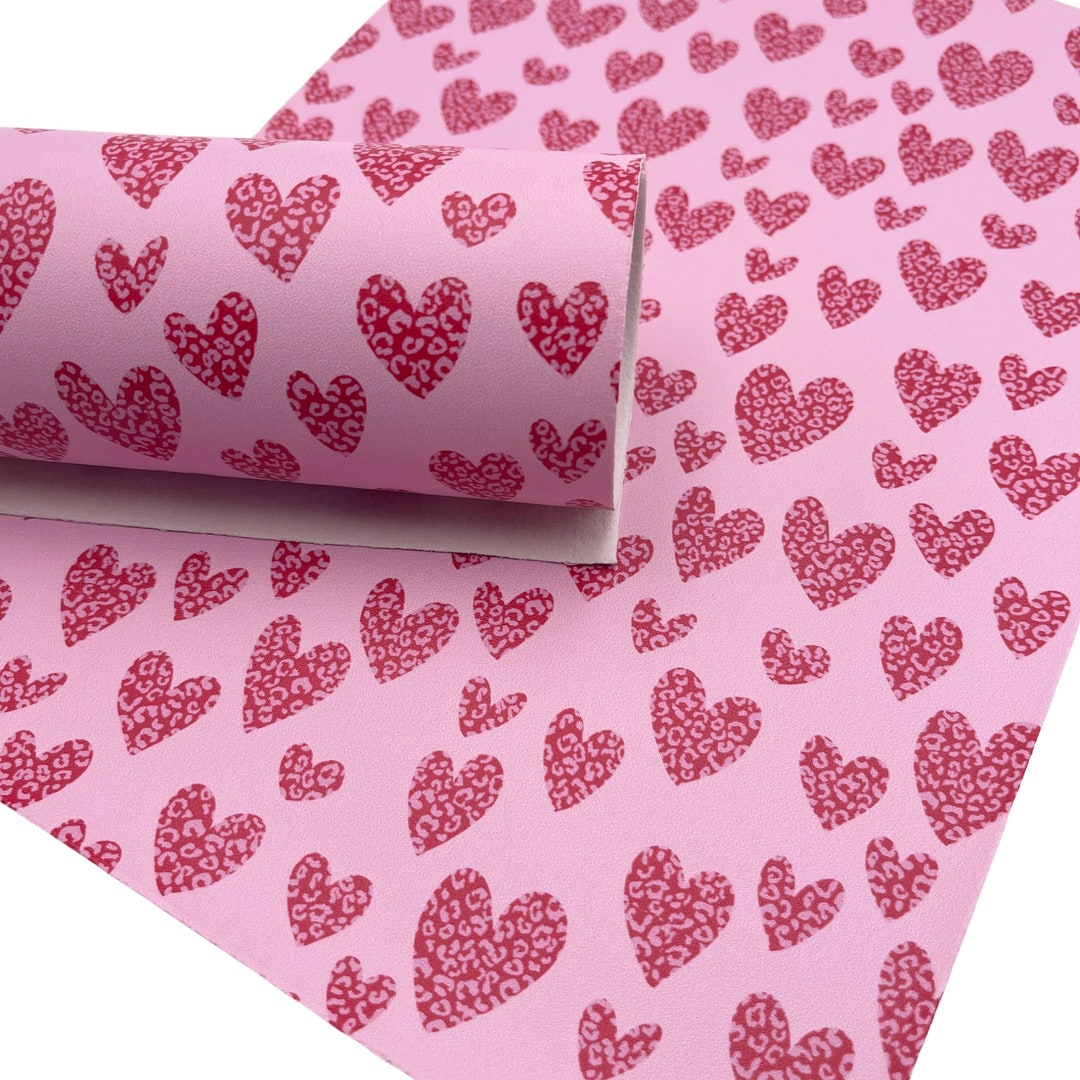 Valentine Leopard Hearts Smooth Faux Leather Sheets, 8x11 Size, Custom ...