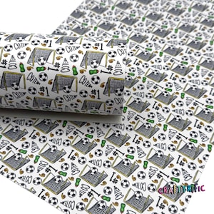 Soccer Faux Leather Sheet, Game Day Print, Go Team Print, Sports Custom Printed Leather