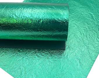 Green Metallic Textured Faux Leather Sheet