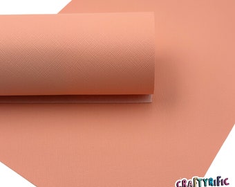 Light Peach Saffiano Faux Leather Sheets, Saffiano Texture, Leather for Earrings, Fabric Sheet, Textured Leather