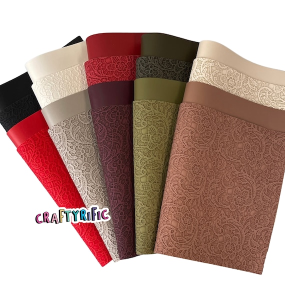 Floral Lace Embossed Faux Leather Sheets and Matching Color - Etsy
