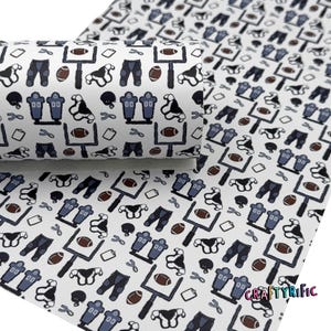 Football Faux Leather Sheet, Game Day Print, Go Team Print, Sports Custom Printed Leather