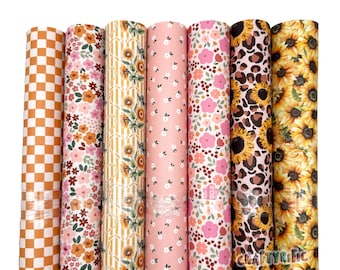 Boho Floral Faux Leather Roll 12x26in