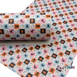 Halloween Faux Leather Sheet, Halloween Faux Leather Sheets, Halloween Themed Leatherette for Crafts