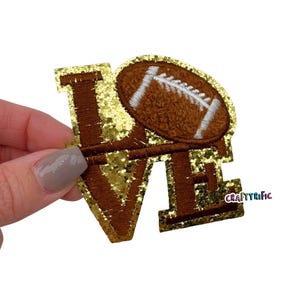 Football Patch, Football Chenille Patch, Love Football Patch, Glitter Patch, Small Hat Patch, Trucker Hat Patch, Iron On Patch