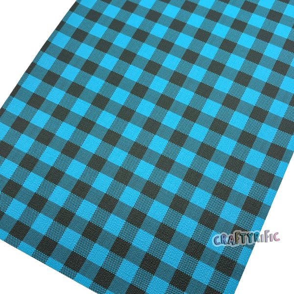 Turquoise Buffalo Plaid Faux Leather Sheet