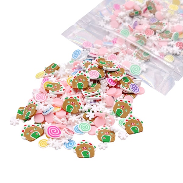Gingerbread House Mix Clay Slices, Christmas Polymer Clay Slices, Fake Sprinkles, Jimmies, Clay Slices for Nails, Resin Crafts and Slime