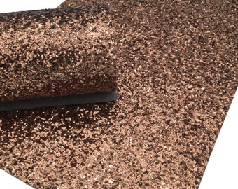 Brown Chunky Glitter Canvas Sheets, Glitter Faux Leather, Vinyl Fabric Sheet