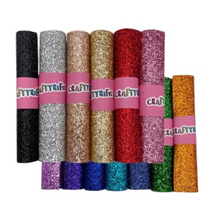 Chunky Glitter Canvas Roll 10x52" Inch, Continuous Large Glitter Fabric Cut