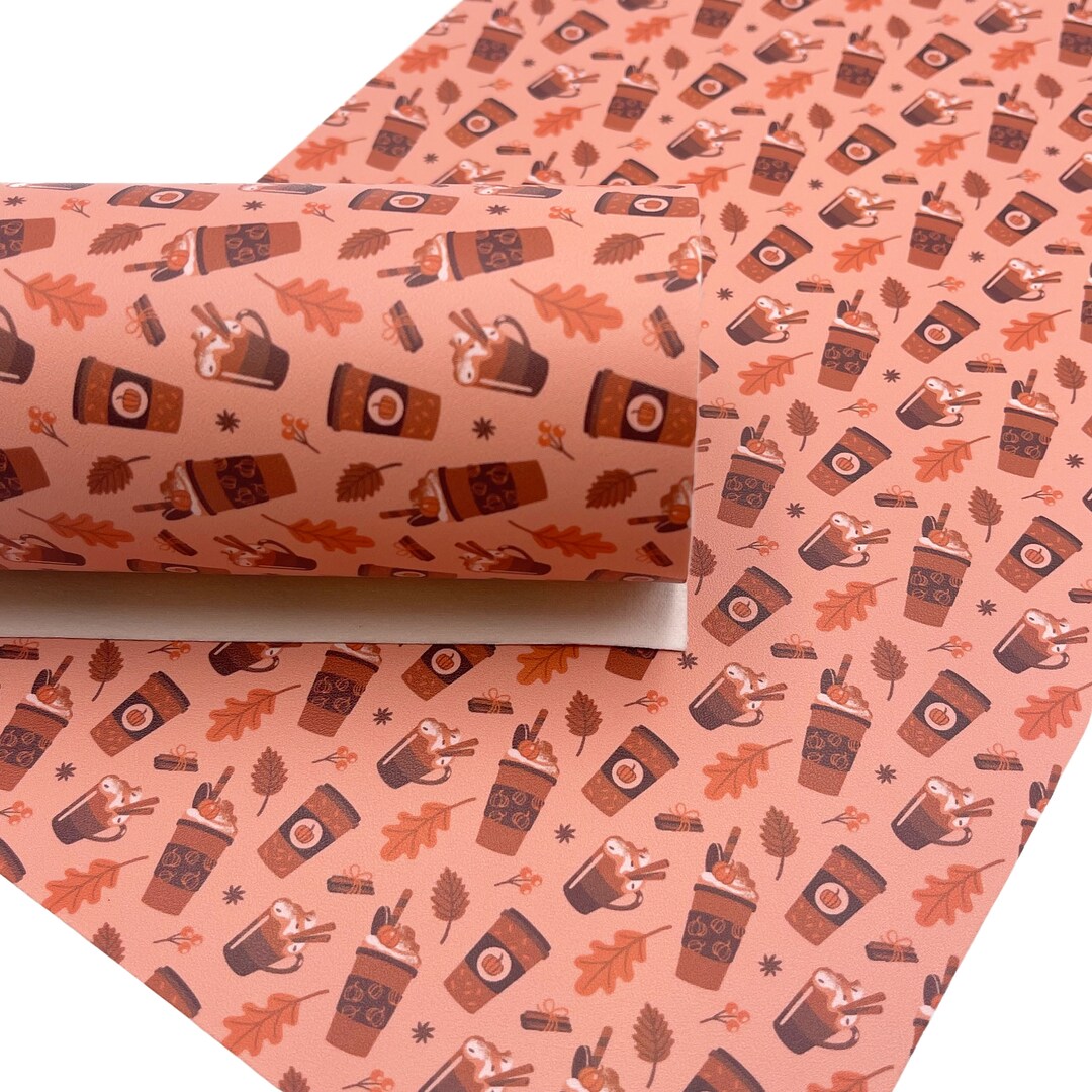 Fall Drinks Print Faux Leather Sheet - Etsy