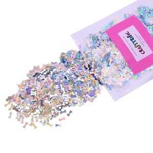 Silver Holographic Bones Shape Glitter, Solvent Resistant, Polyester Glitter, Glitter For Tumblers, Cosmetic Grade, Glitter For Resin