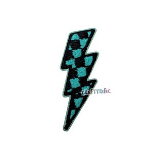 Checkered Bolt Patch - Teal Blue