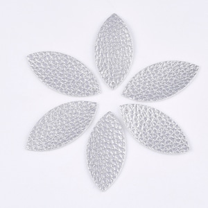 SILVER Faux Leather Petal Cut Outs 4 Pairs, 1.5&quot; Inch, Pre-Cut Shapes for Earrings, Leather Earring Cutouts