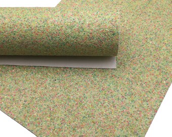 LIME SORBET MIXED Chunky Glitter fabric Sheets, Chunky Glitter Faux Leather, Glitter Fabric for Bows and Crafts - 0571