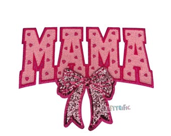 Mama Chenille Patch, Pink Mama Patch, Large Patches, Iron On Patch, T-Shirt patch, Heat Transfer Patch