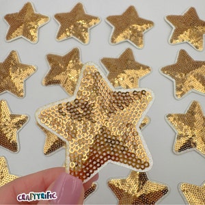 Gold Sequin Star Patch, Trucker Hat Patch, Patch for Hat, DIY Patch, Glitter Patch, Sequin Patch, Iron On Patch