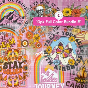 Mystery Pack Full Color Screen Print Transfer, 10pcs Grab Bag, Matte Thin TransferPlastisol Transfer, Heat Transfer, Ready to press