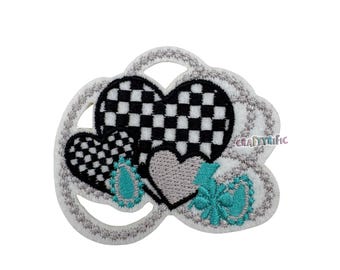 Checkered Heart Patch, Turquoise Patch, Western Patch, Girly Patch, Embroidery Patch, Iron on Patch, Trucker Hat Patches,