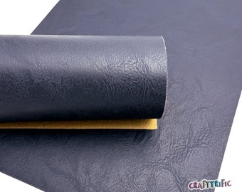 Faux Leather Sheet, Navy Distressed Faux Leather for Bows and Earrings, Vegan Leather Fabic for Crafts