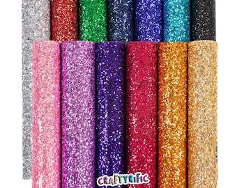Chunky Glitter Fabric Mini Roll 12x26 Inch, Continuous Large Glitter Fabric Cut for Crafts