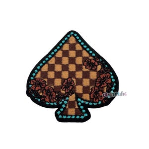 Checkered Spade Patch, Western Patch, Trucker Hat Patches, Cowgirl Patch, Preppy Patch, Girly Patch, Embroidery Patch, Iron on Patch