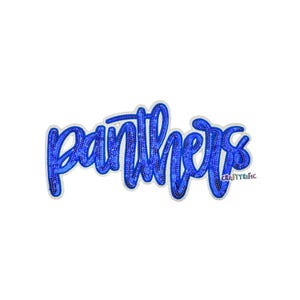May include: A blue, cursive-style word art design that reads "Panthers". The word is filled with a textured, dotted pattern and outlined in a lighter color. The word "Craftyrific" is in the bottom right corner.