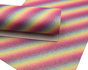 TRUE RAINBOW Fine Glitter Canvas Sheet, Glitter Sheets, Faux Leather Sheets, Leather for Earrings, Hair Bow Material - 0593