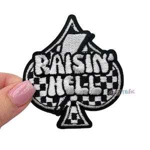 Raisin Hell Ace of Spades Patch, Trucker Hat Patches, Funny Patch, Trendy Patch, Western Patch, Embroidery Patch, Iron on Patch