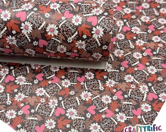 Leopard Football Faux Leather Sheet, Fall Football Faux Leather Sheets, Leatherette for Crafts