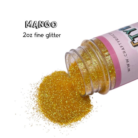 Mango Fine Glitter 2oz Bottle, Yellow Glitter, 1/64 Fine Glitter