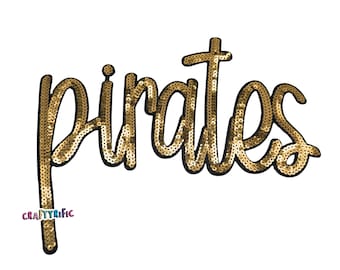 Pirates Sequin Patch, Game Day Large Patches, Sequin Iron On Patch, T-Shirt patch, Heat Transfer Patch