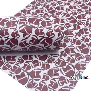 Football Heart Custom Print Faux Leather Sheet