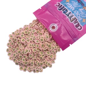 Happy Flower Polymer Clay Sprinkles, Fake Sprinkles, Slime Polymer Clay Slice for Snowglobe Tumblers Hair Gel and Nail Art