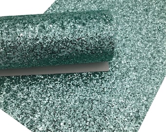 MINT GREEN Chunky Glitter Canvas Sheets, Glitter Faux Leather, Vinyl Fabric Sheet - 0748
