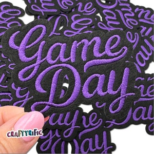 Purple Game Day Patch, Football Mama Patch, Trucker Hat Patches, Embroidery Patch, Iron on Patch, Patch for Hat
