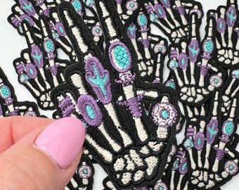 Skelleton Hand Patch, Trucker Hat Patches, Turquoise Jewelry Patch, Western Patch, Cowboy Patch, Embroidery Patch, Iron on Patch, 1.5" inch