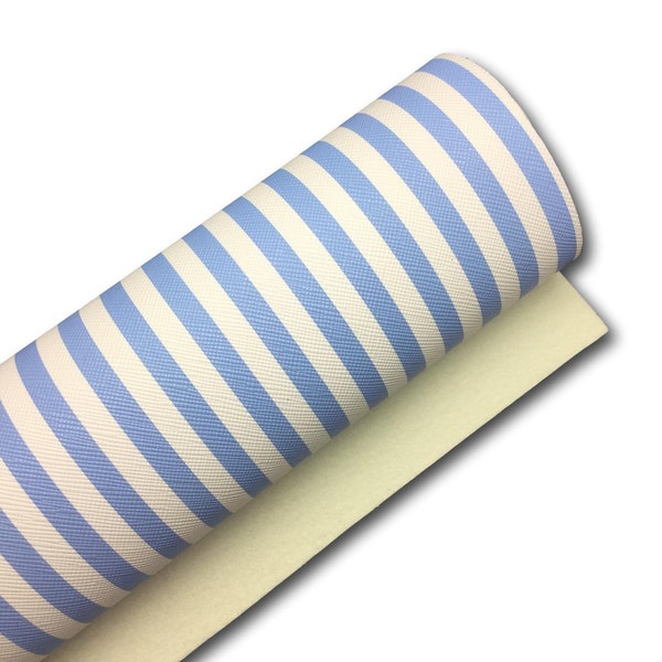 LARGE BLUE STRIPES Canvas Fabric Sheet, Faux Leather Sheet, Leather for Earrings, Hair Bow Material - 0385