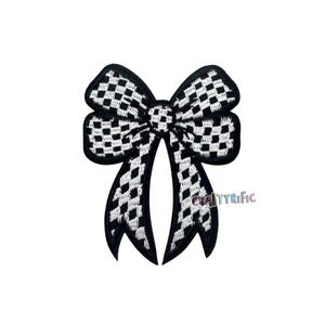 Checkered Bow Patch - Black