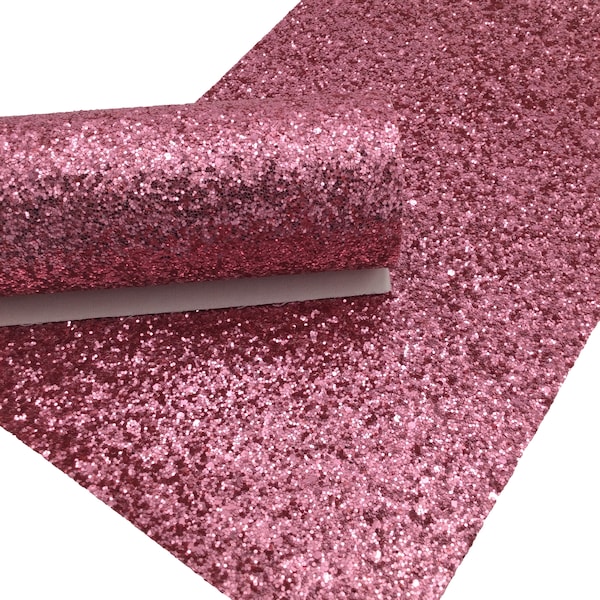 PINK Chunky Glitter Canvas Sheets, Glitter Faux Leather, Vinyl Fabric Sheet, 7x13 Faux Leather - 0639
