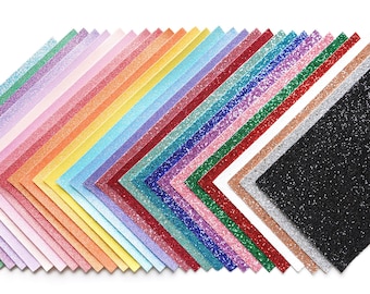 Glitter Fabric Sheets, Chunky Glitter Canvas Sheets, Fine Glitter with Felt Backing Sheets, Choose Your Color and Glitter Type