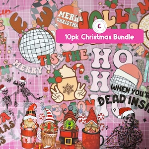 Mystery Pack Christmas Screen Print Transfer, 10pcs Grab Bag, Matte Thin TransferPlastisol Transfer, Heat Transfer, Ready to press