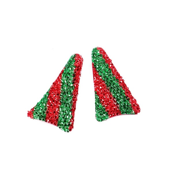 RED AND GREEN Tinsel Padded Unicorn Horn, Set of 2 - C130