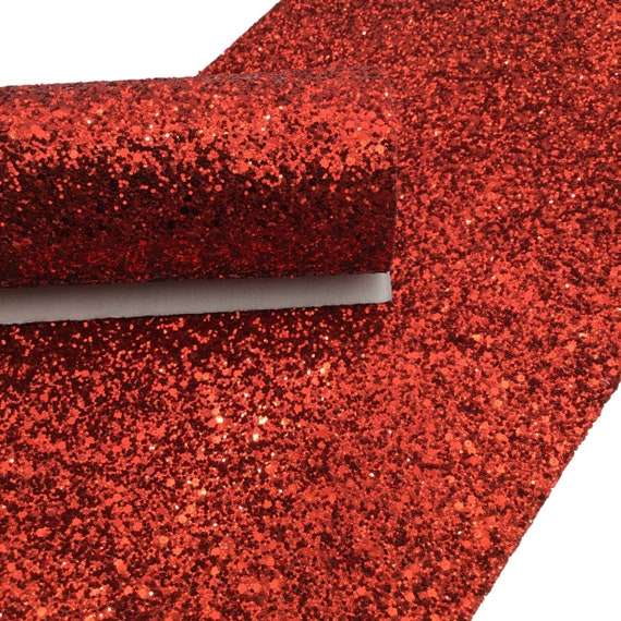 Red Chunky Glitter Canvas Sheets, Glitter Faux Leather, Vinyl Fabric Sheet, 7x13 Faux Leather