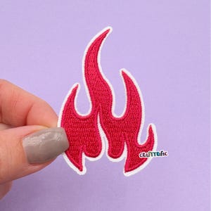 Hot Pink Flame Patch, Funny Patch, Preppy Patch, Embroidered Patch, Hat Patch, Trucker Hat Patch, Iron On Patch