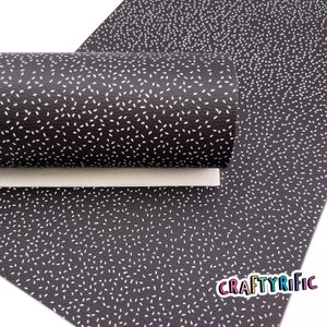 Black Sprinkles Faux Leather Sheets, Black And White Collection, Custom Leather Sheets, Leather for Earrings